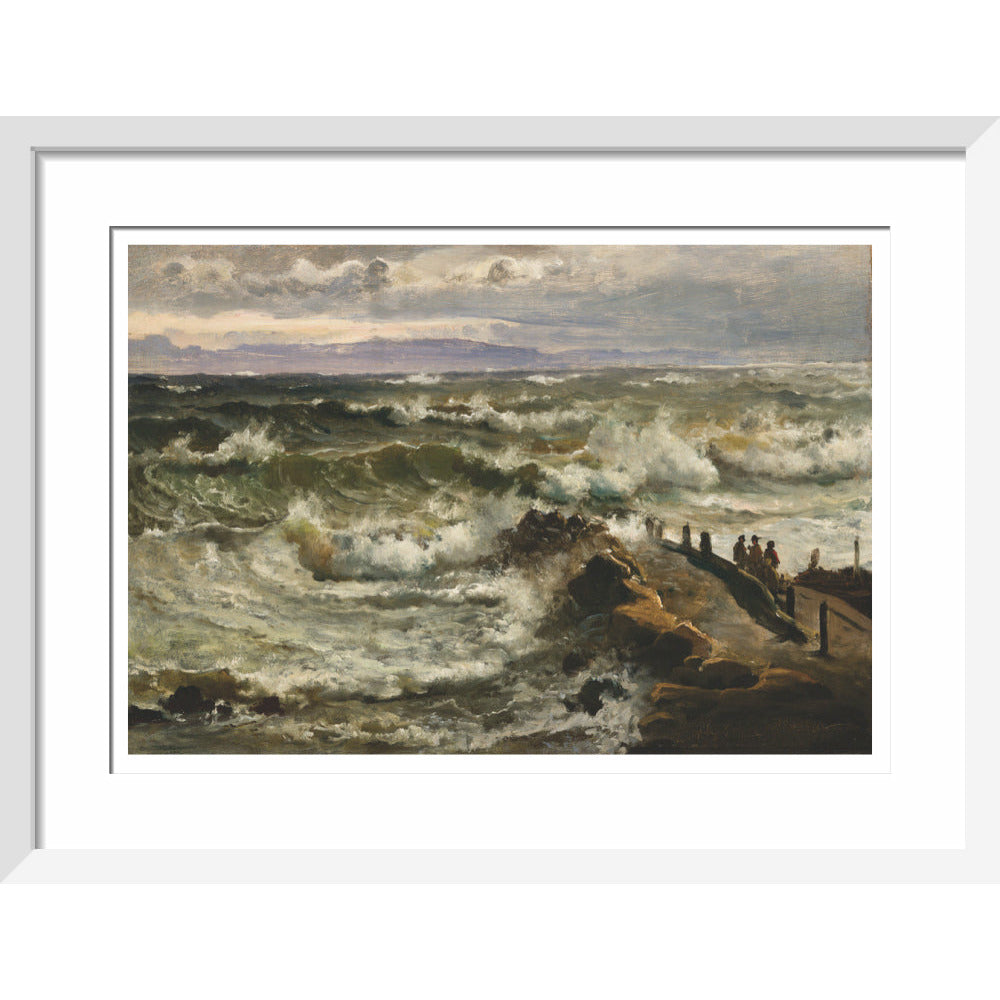 Rough Sea Beside a Jetty - Art print