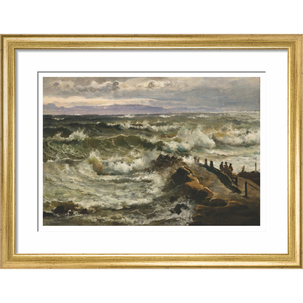 Rough Sea Beside a Jetty - Art print