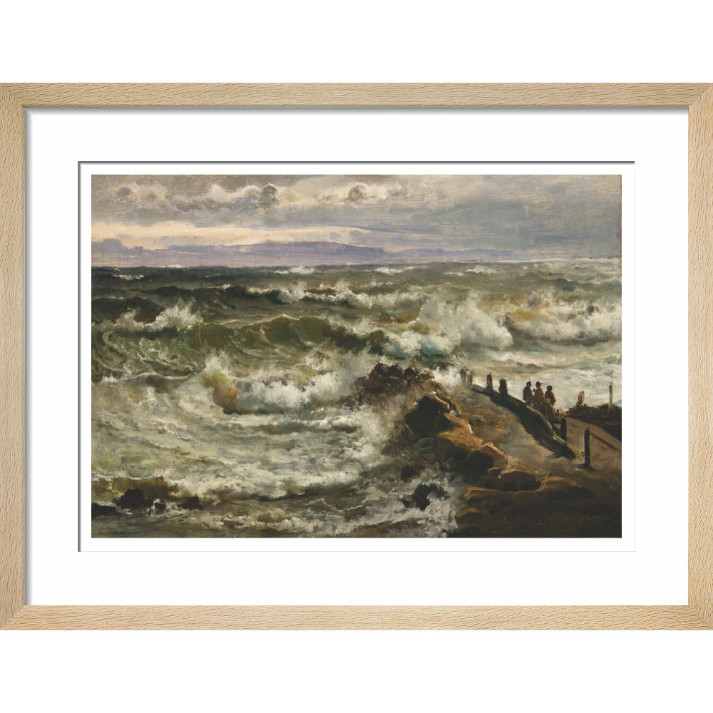 Rough Sea Beside a Jetty - Art print