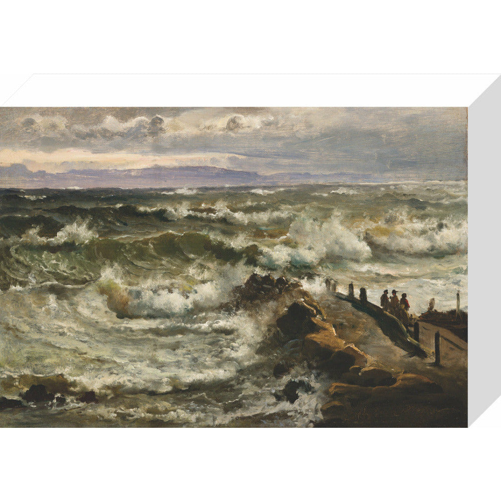 Rough Sea Beside a Jetty - Art print