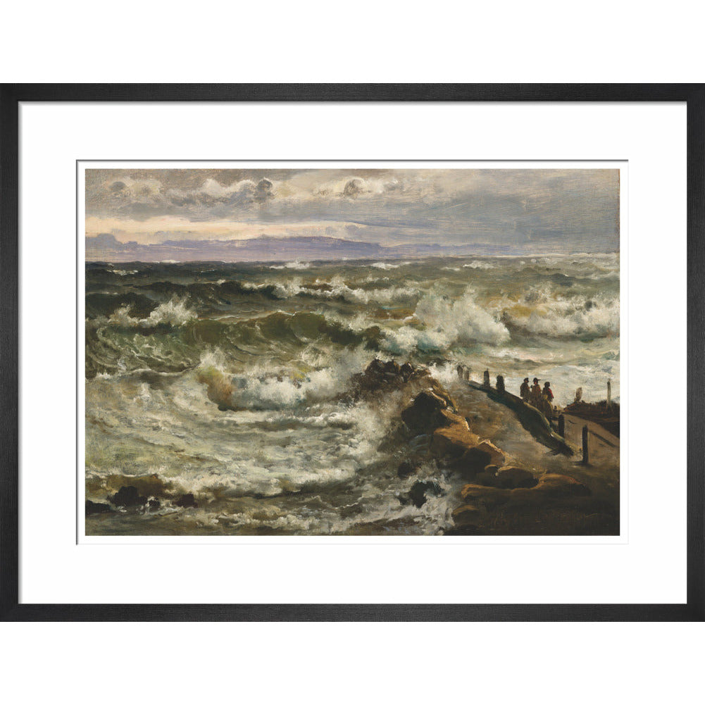 Rough Sea Beside a Jetty - Art print