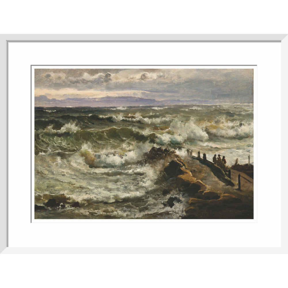Rough Sea Beside a Jetty - Art print