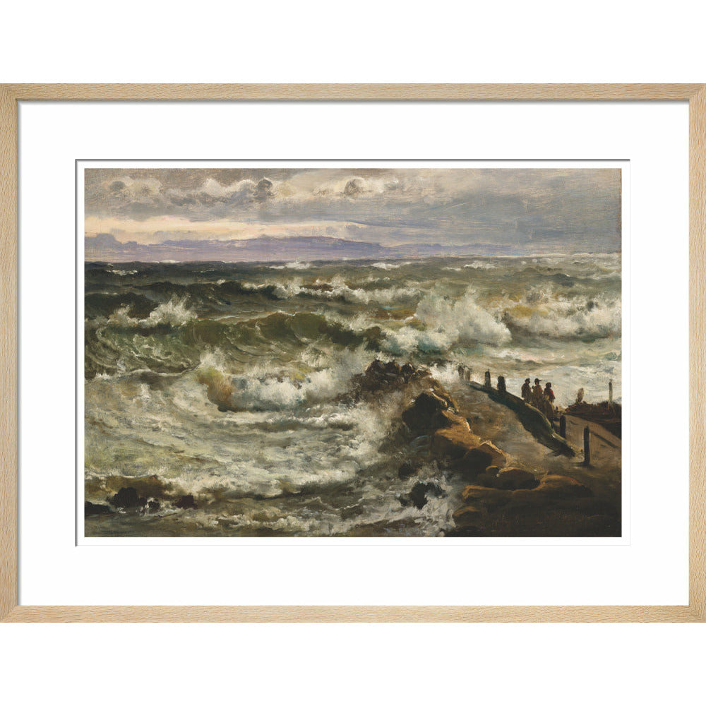 Rough Sea Beside a Jetty - Art print