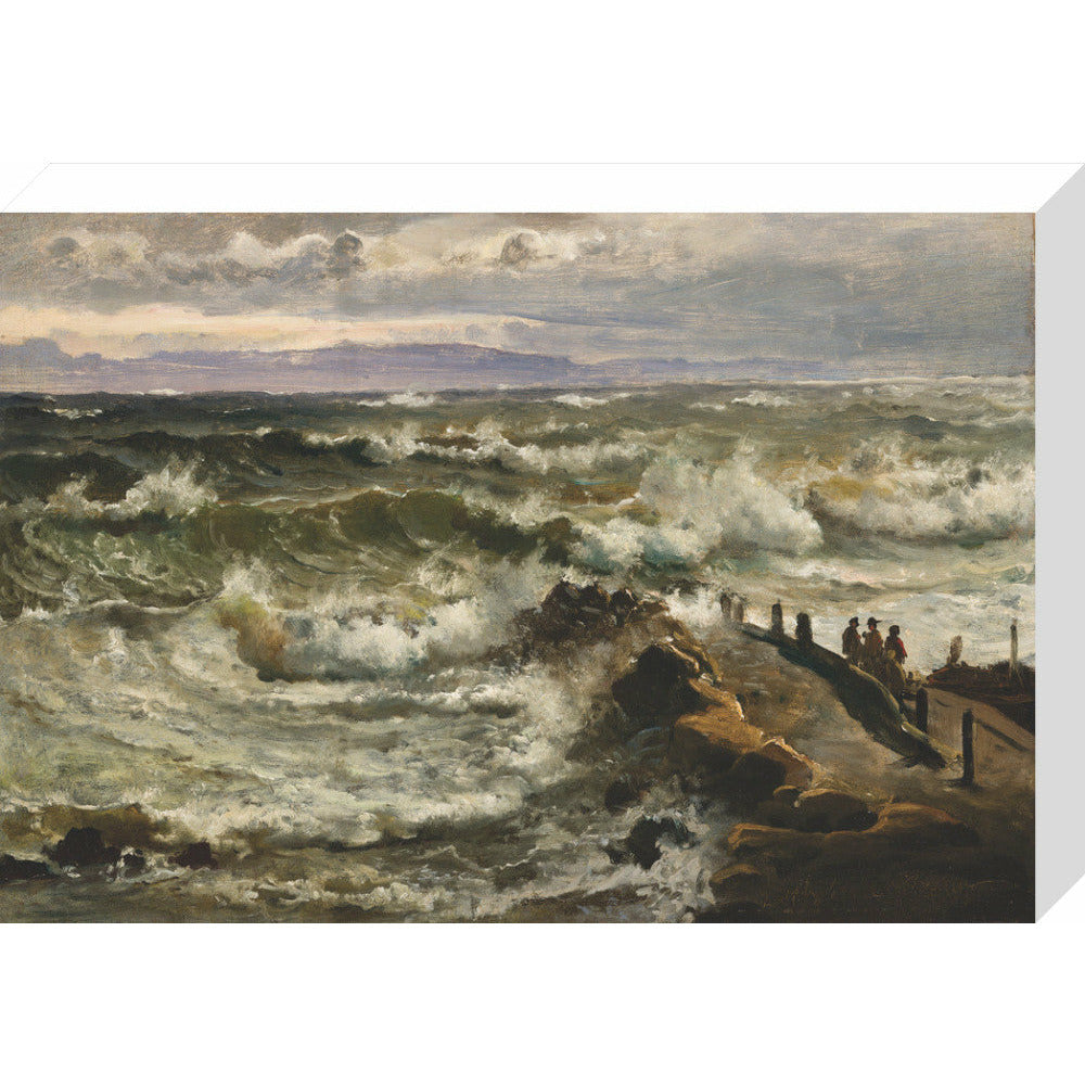 Rough Sea Beside a Jetty - Art print