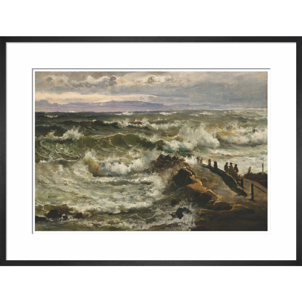 Rough Sea Beside a Jetty - Art print