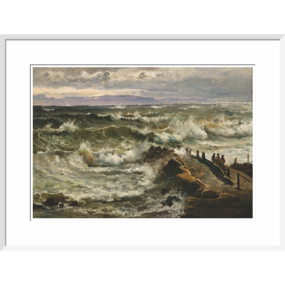 Rough Sea Beside a Jetty - Art print