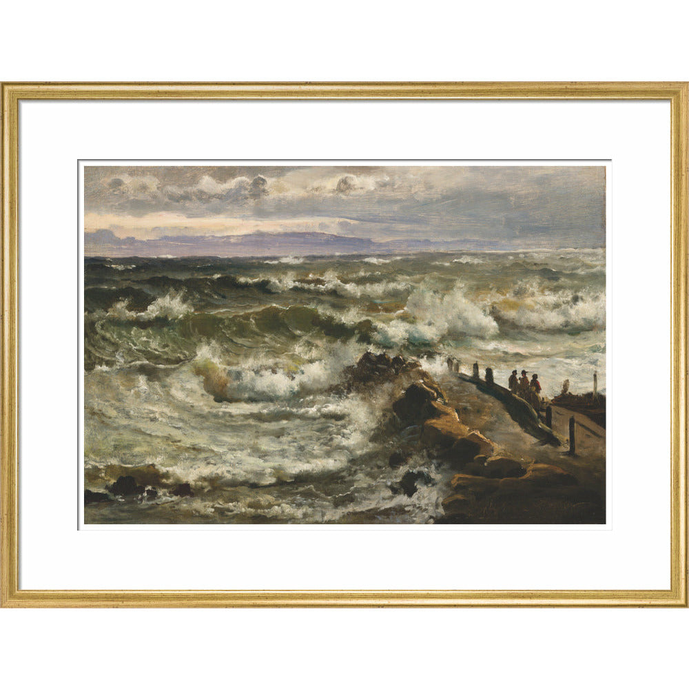 Rough Sea Beside a Jetty - Art print