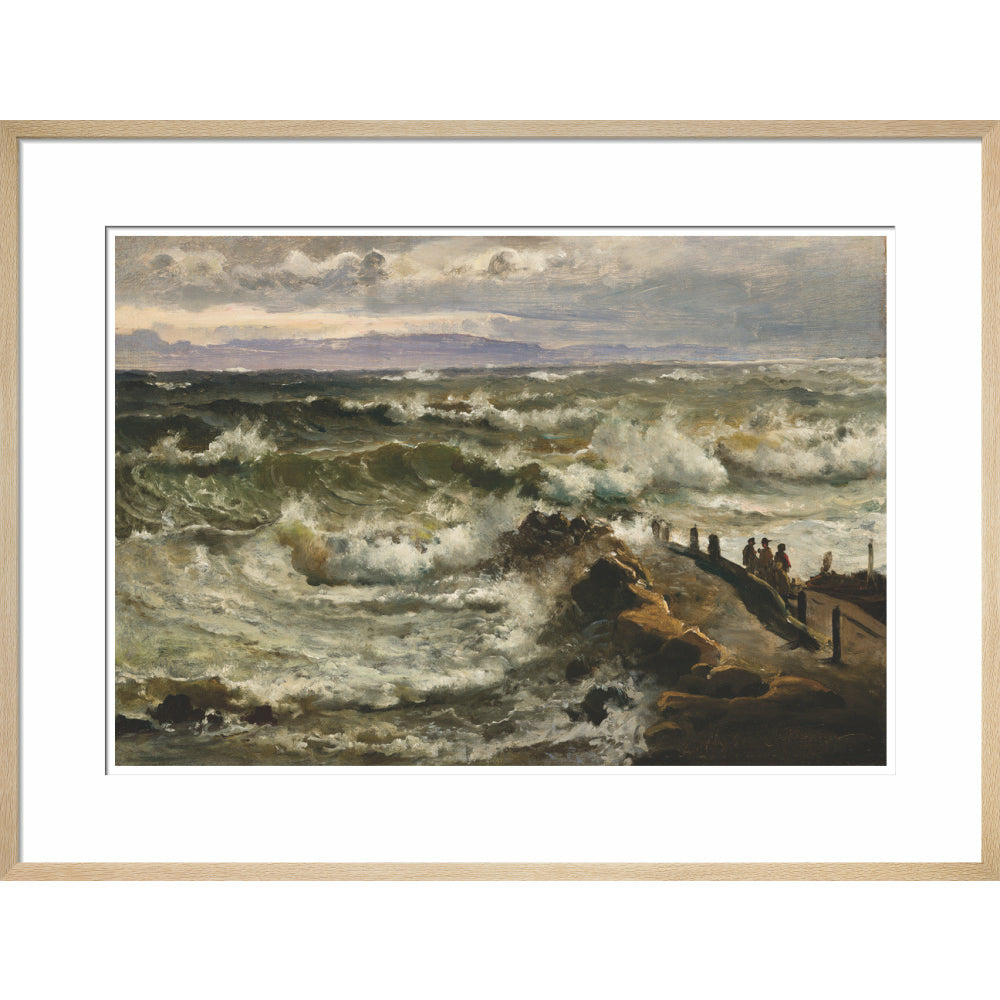 Rough Sea Beside a Jetty - Art print