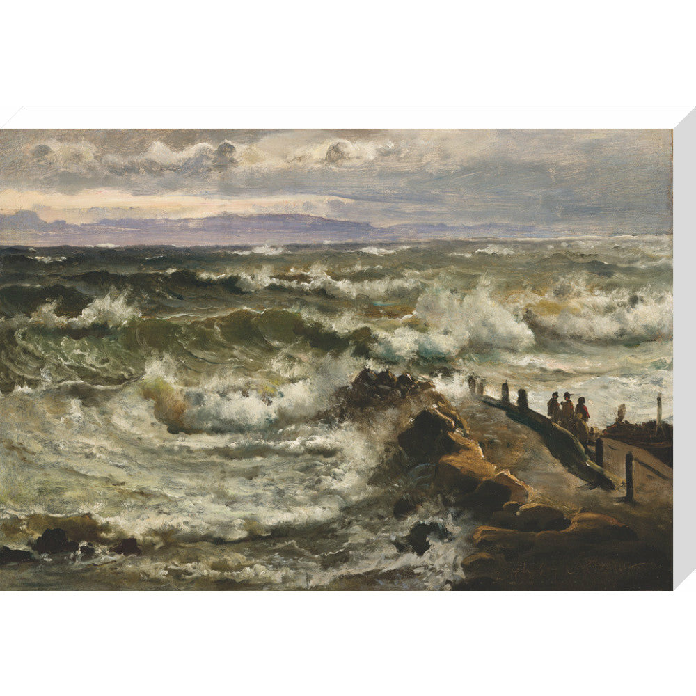 Rough Sea Beside a Jetty - Art print