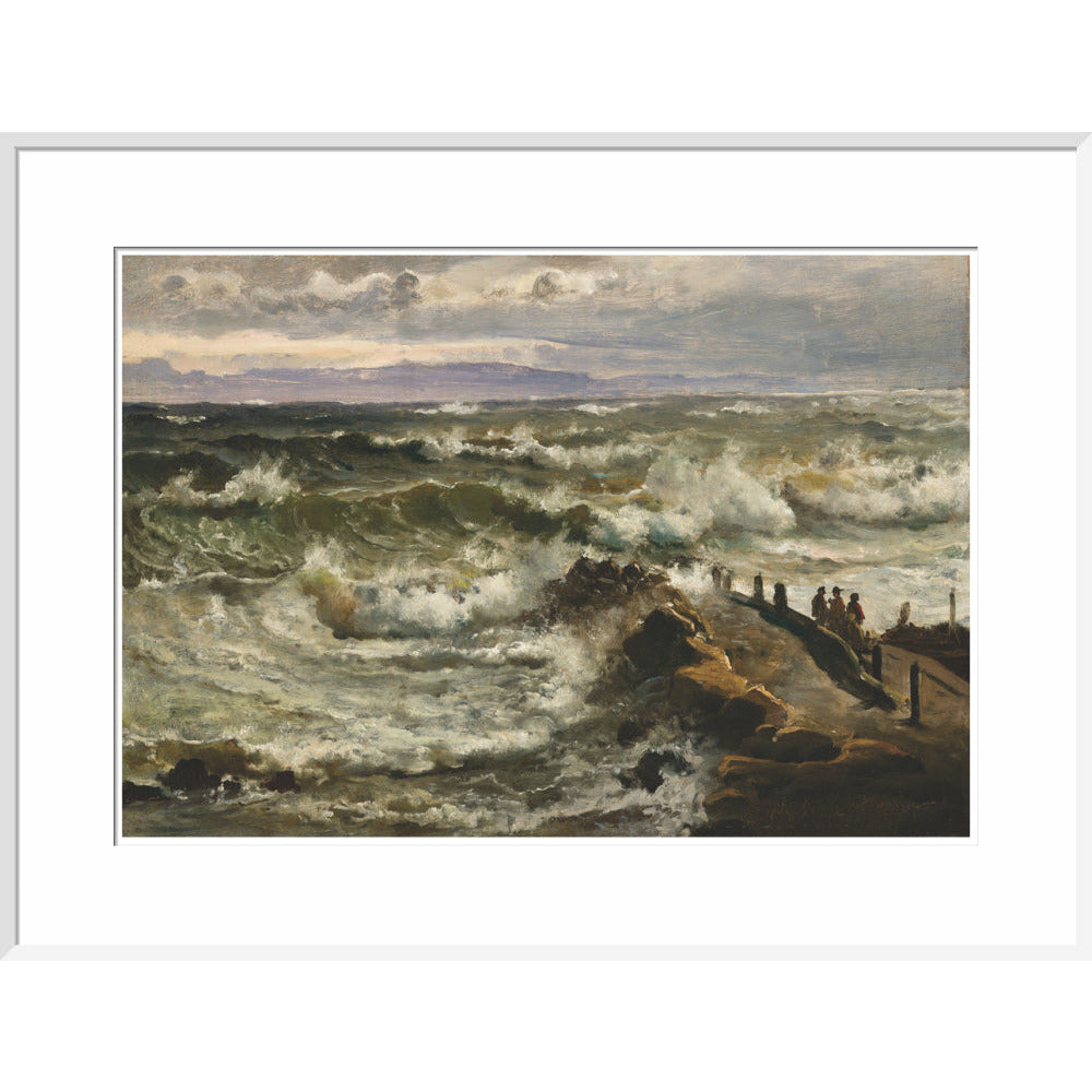 Rough Sea Beside a Jetty - Art print