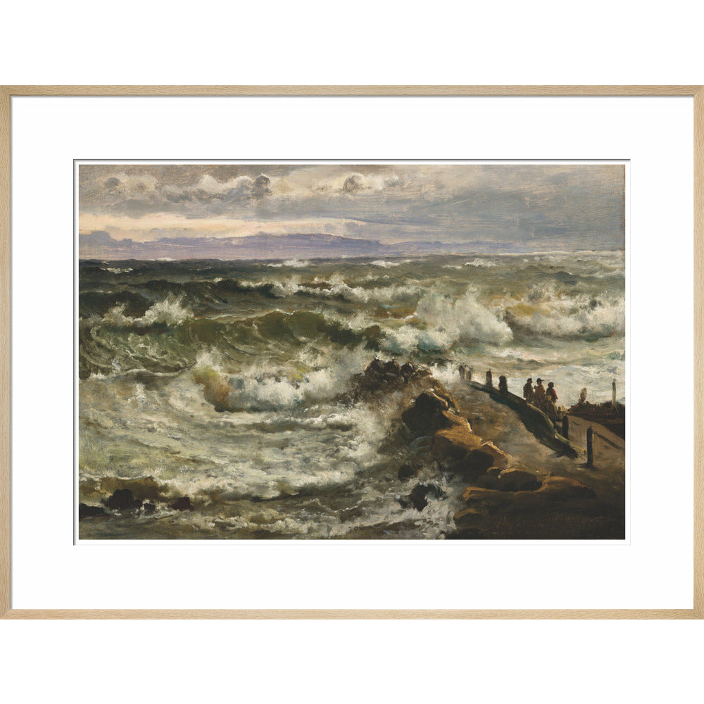 Rough Sea Beside a Jetty - Art print