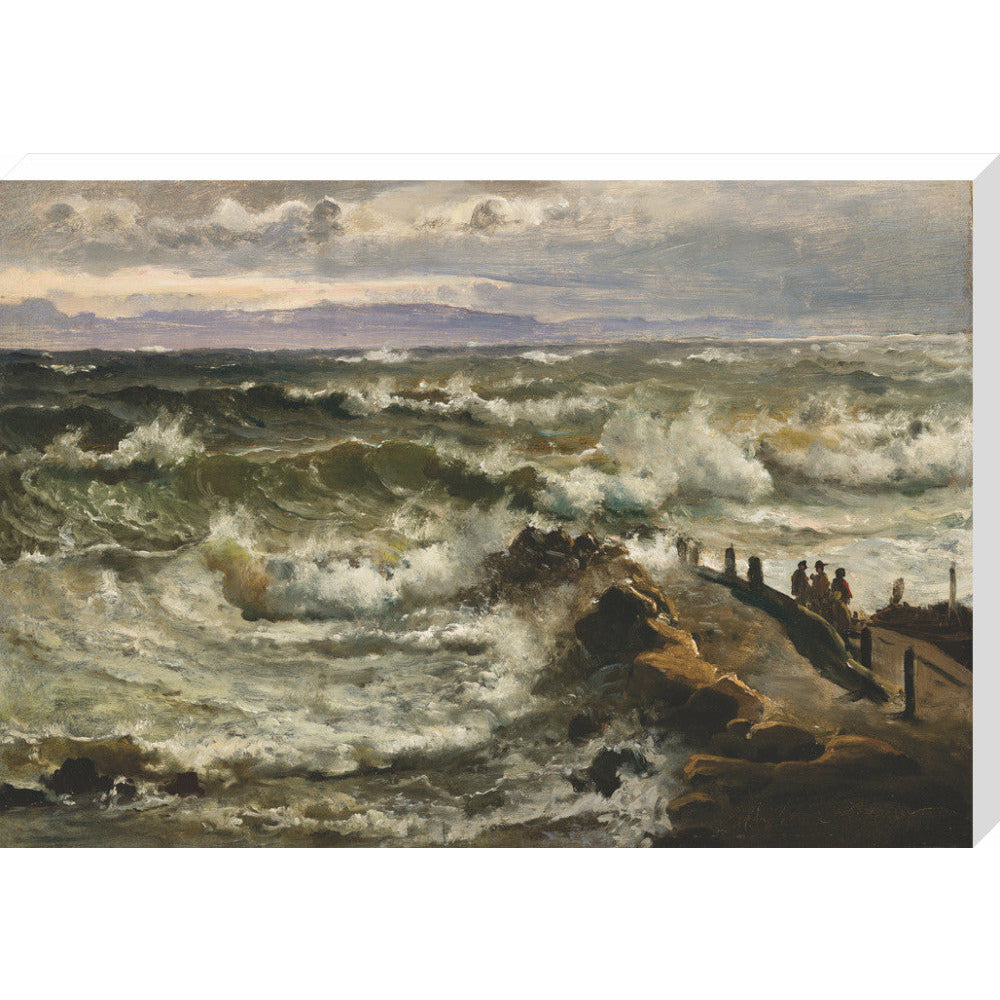 Rough Sea Beside a Jetty - Art print