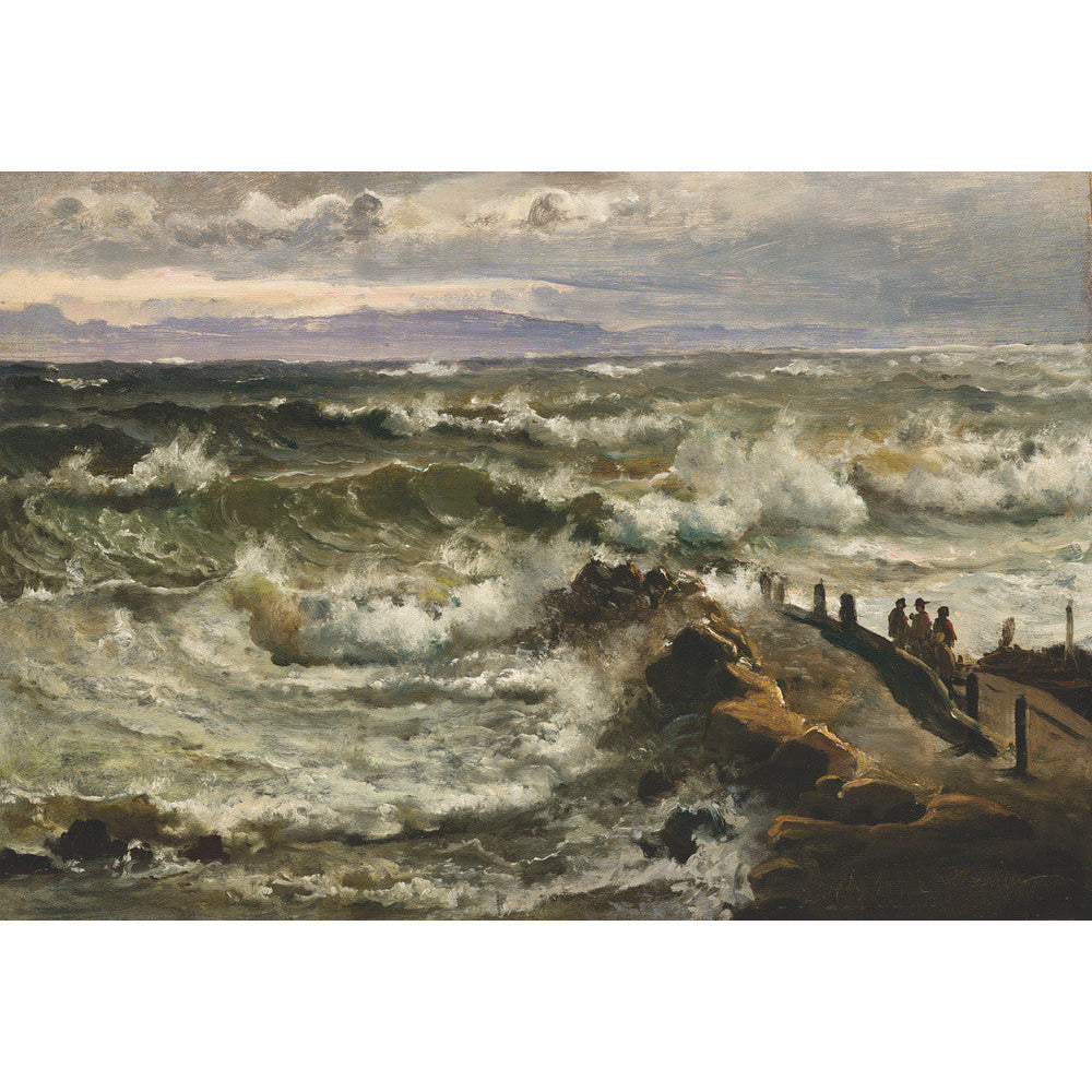 Rough Sea Beside a Jetty - Art print