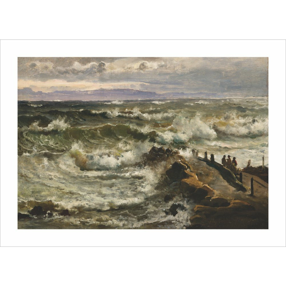 Rough Sea Beside a Jetty - Art print