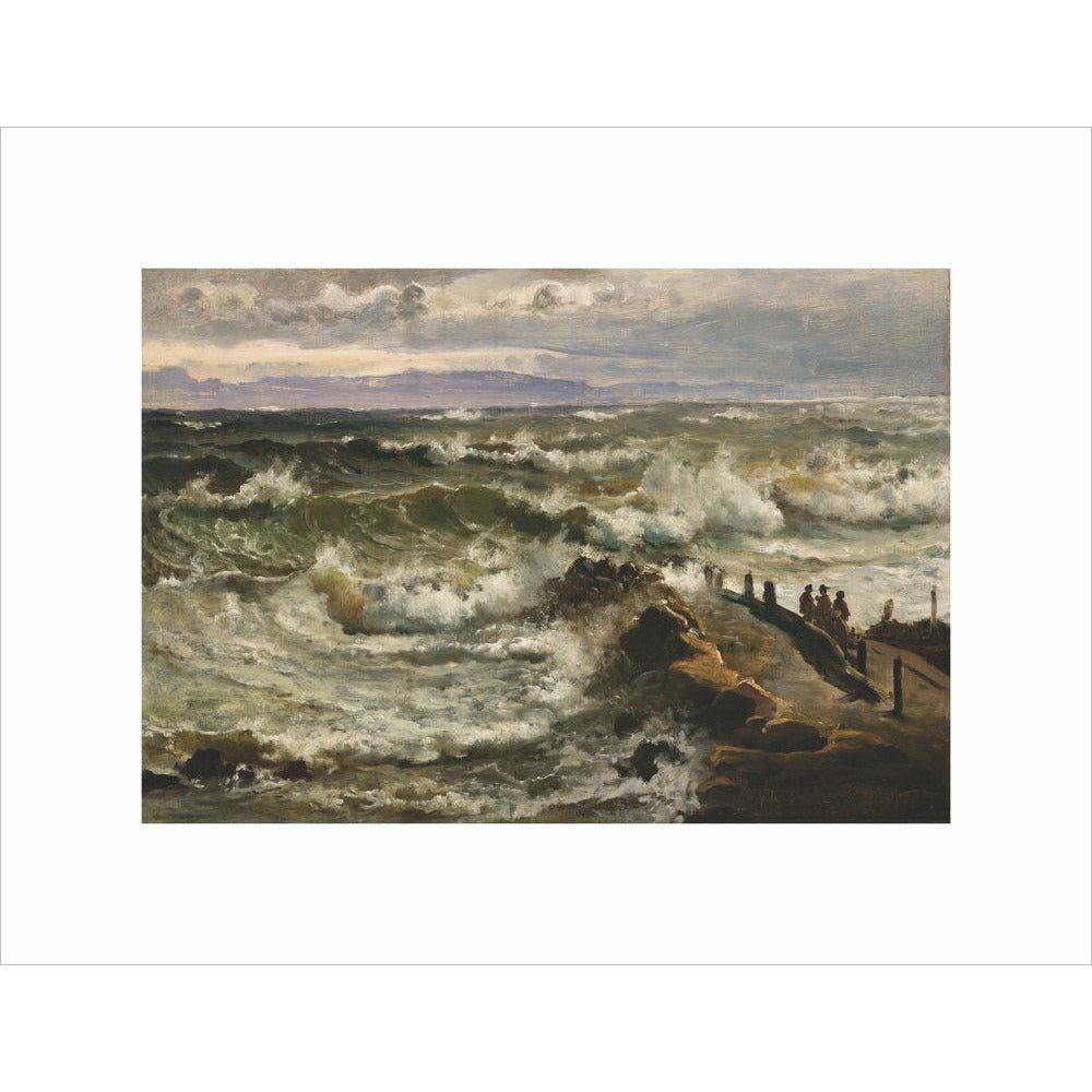 Rough Sea Beside a Jetty - Art print