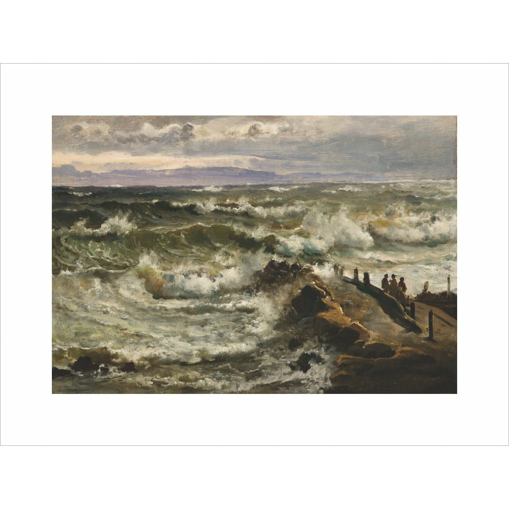Rough Sea Beside a Jetty - Art print