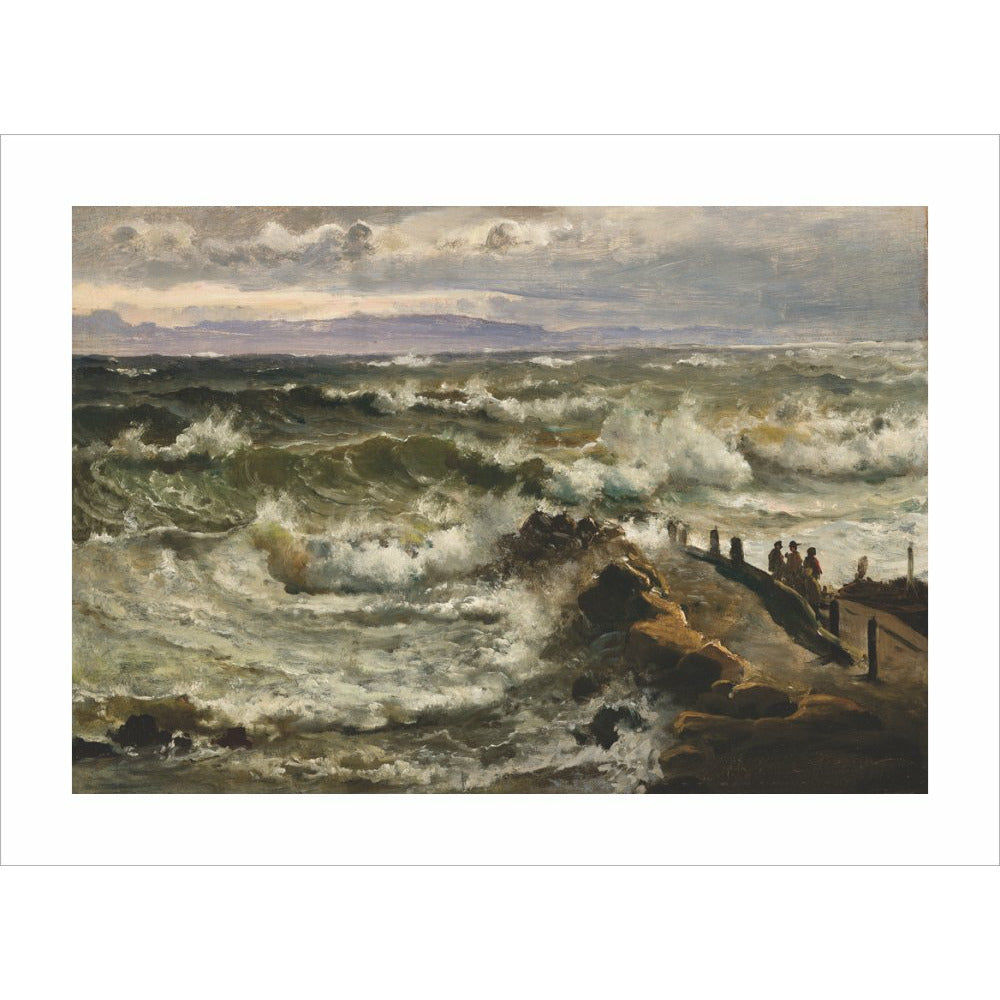 Rough Sea Beside a Jetty - Art print