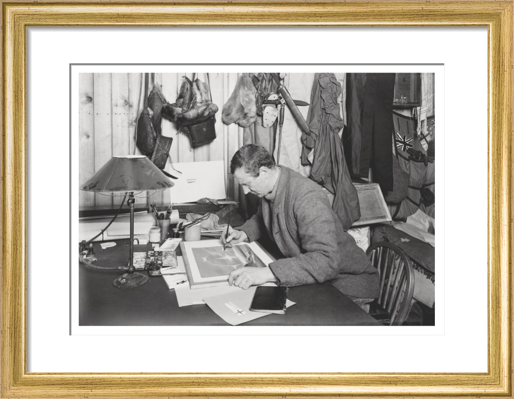 Dr E. A. Wilson working on a sketch - Art print