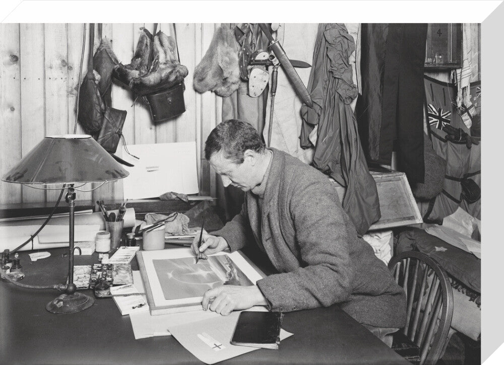 Dr E. A. Wilson working on a sketch - Art print