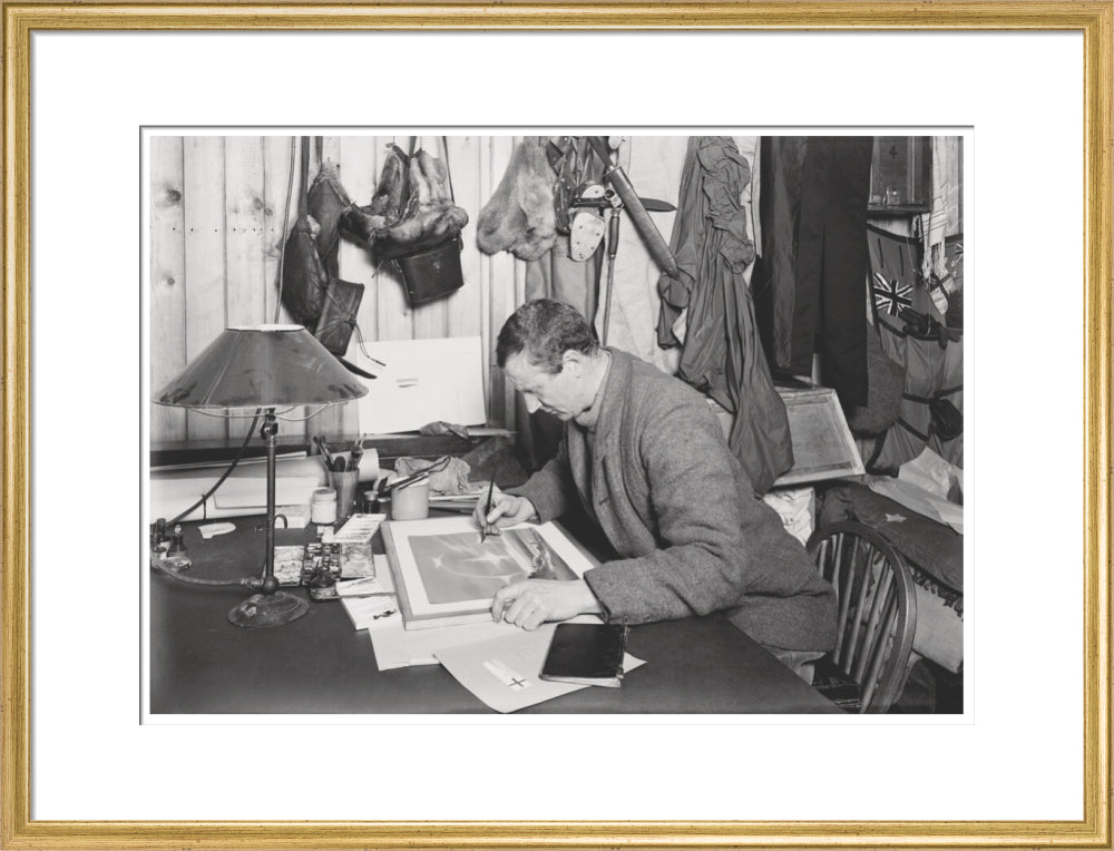 Dr E. A. Wilson working on a sketch - Art print