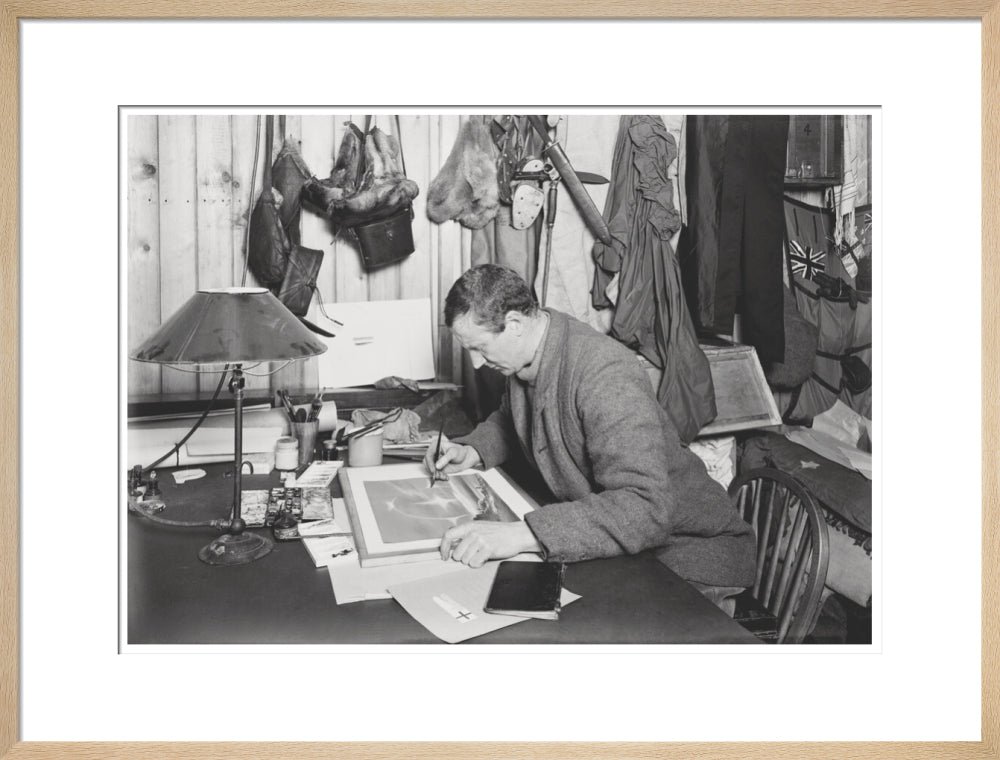 Dr E. A. Wilson working on a sketch - Art print