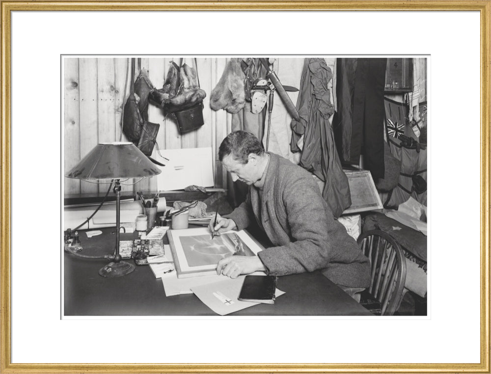 Dr E. A. Wilson working on a sketch - Art print