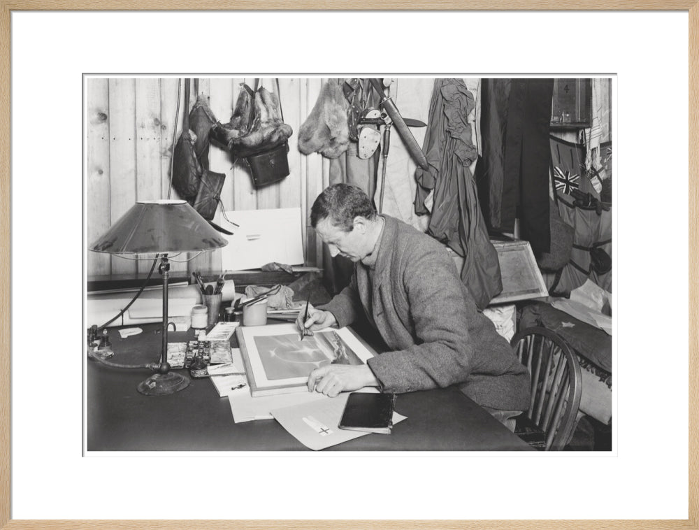 Dr E. A. Wilson working on a sketch - Art print