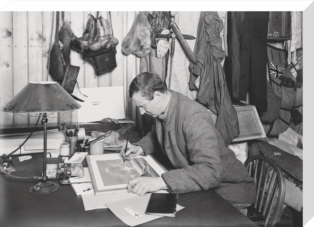 Dr E. A. Wilson working on a sketch - Art print