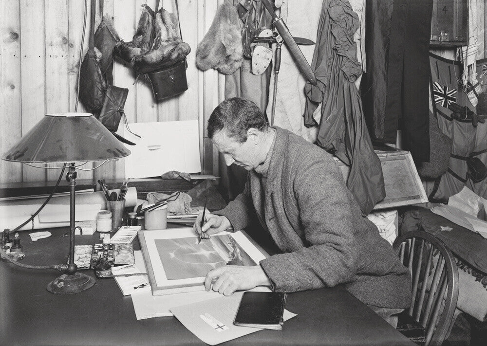 Dr E. A. Wilson working on a sketch - Art print
