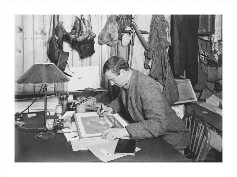 Dr E. A. Wilson working on a sketch - Art print