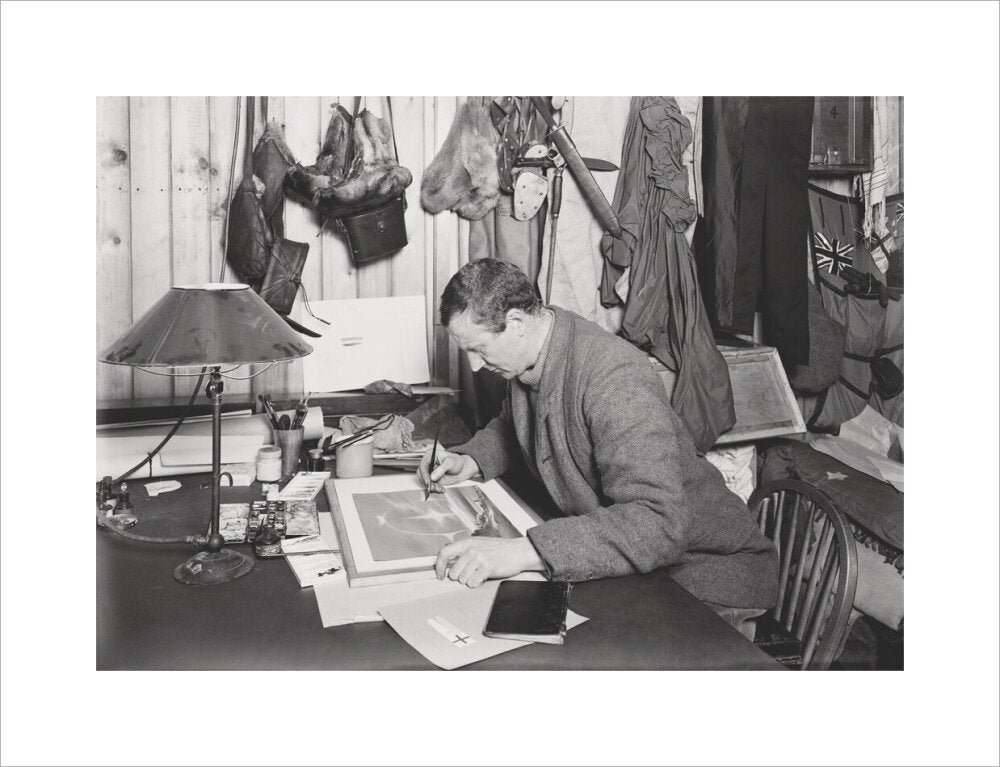 Dr E. A. Wilson working on a sketch - Art print