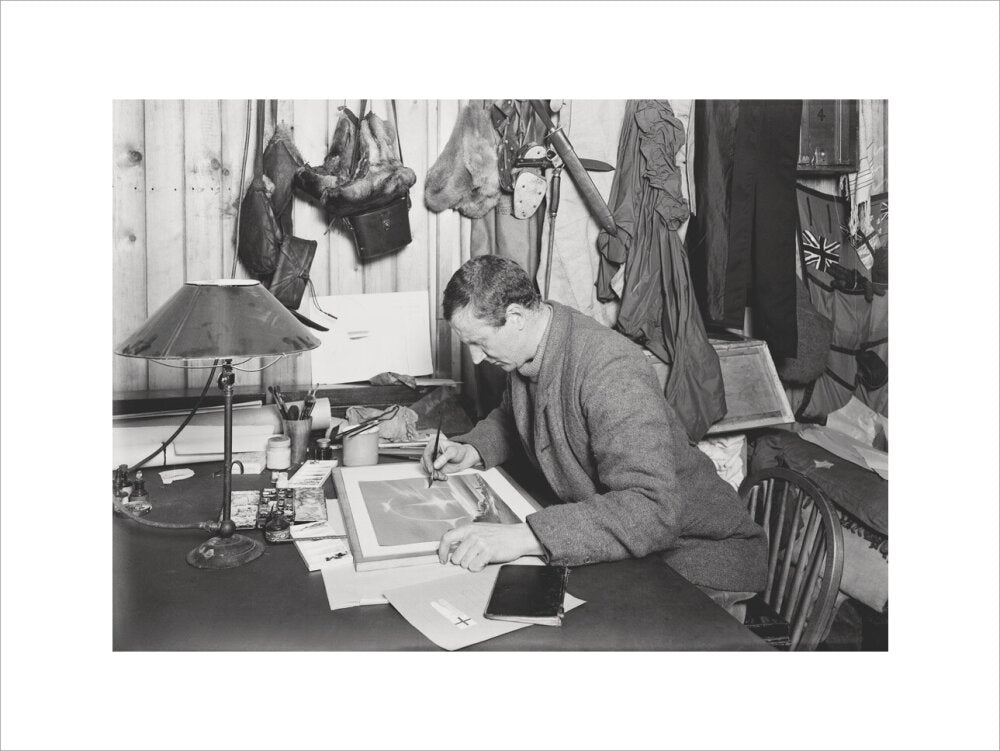 Dr E. A. Wilson working on a sketch - Art print