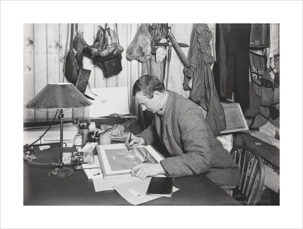 Dr E. A. Wilson working on a sketch - Art print