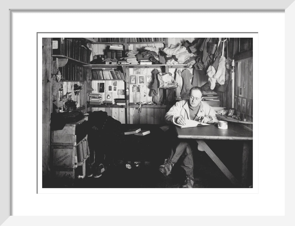 Capt Scott writing his journal in the Winterquarters Hut - Art print