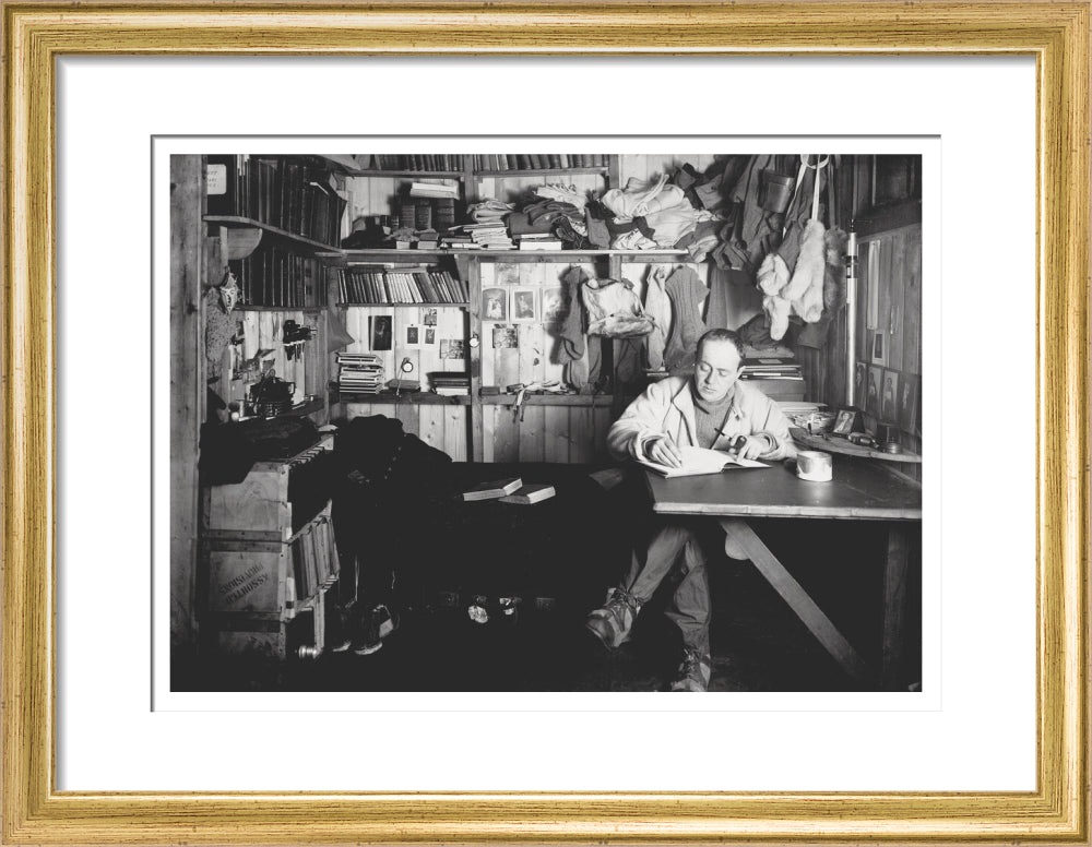 Capt Scott writing his journal in the Winterquarters Hut - Art print