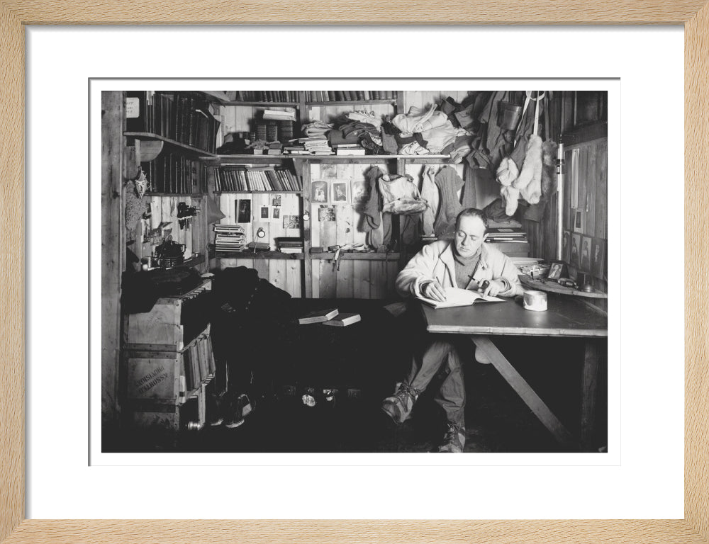 Capt Scott writing his journal in the Winterquarters Hut - Art print