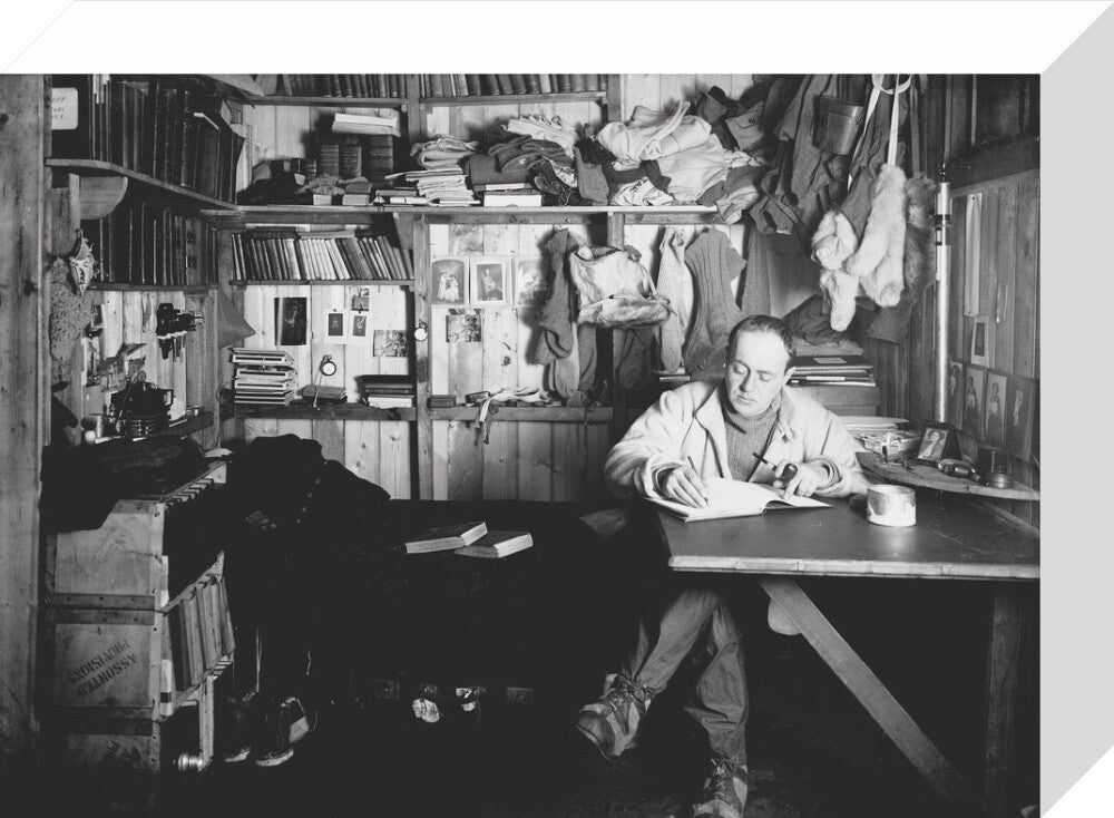 Capt Scott writing his journal in the Winterquarters Hut - Art print