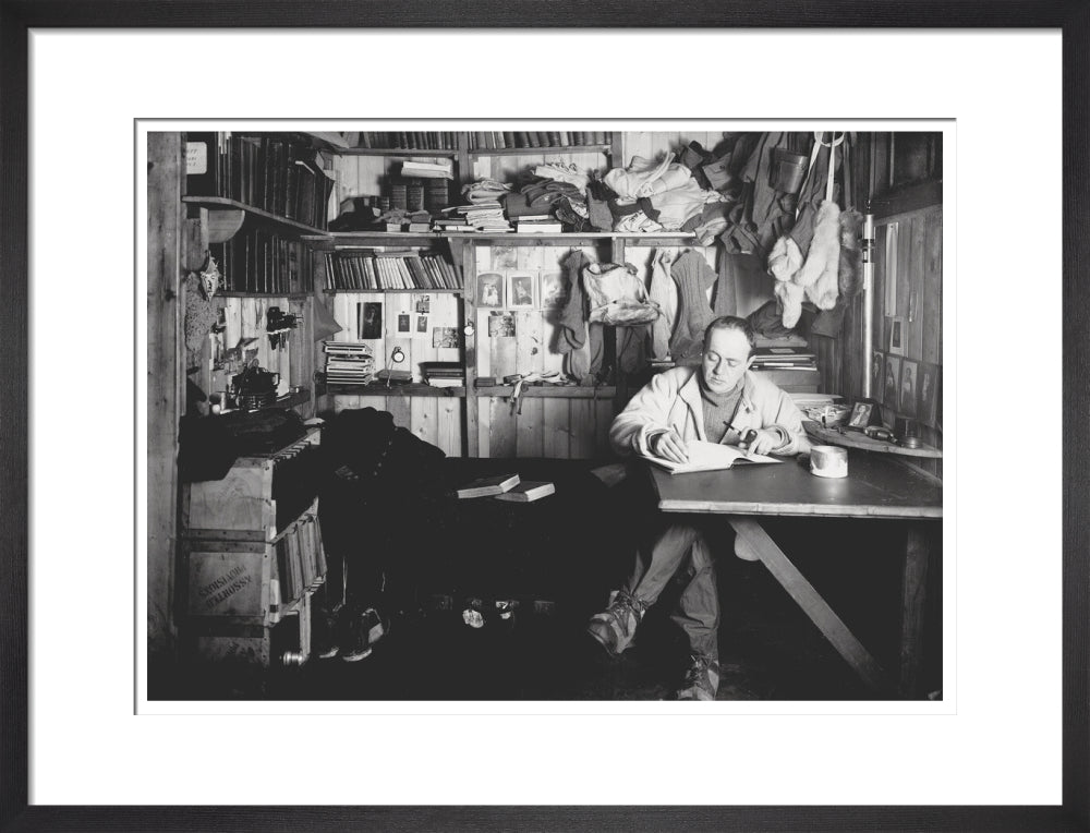 Capt Scott writing his journal in the Winterquarters Hut - Art print