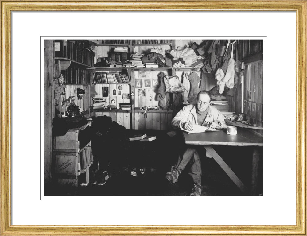 Capt Scott writing his journal in the Winterquarters Hut - Art print