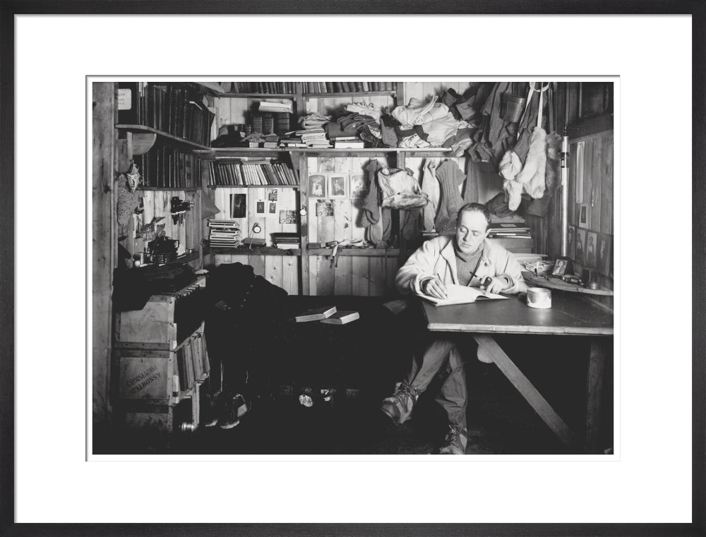 Capt Scott writing his journal in the Winterquarters Hut - Art print