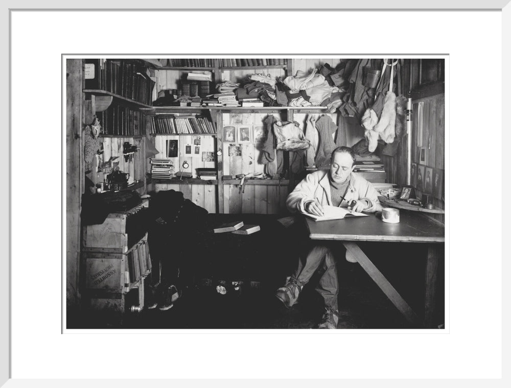 Capt Scott writing his journal in the Winterquarters Hut - Art print