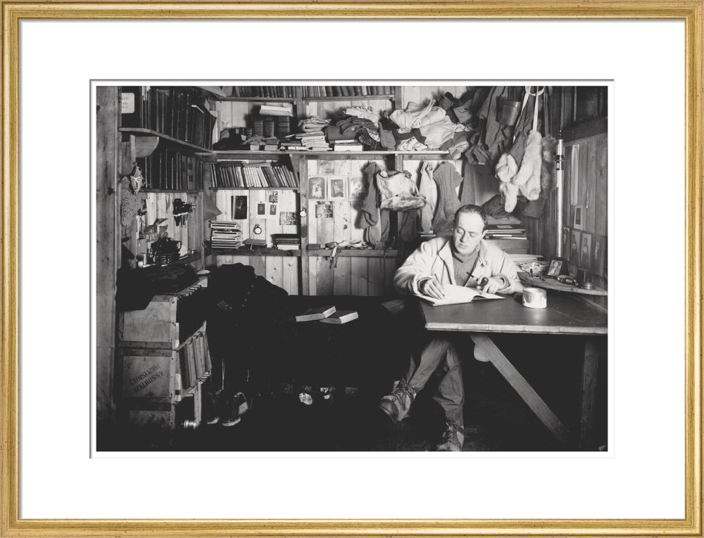 Capt Scott writing his journal in the Winterquarters Hut - Art print