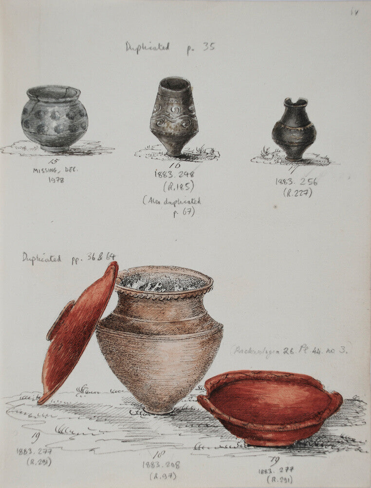 Pottery excavated from Litlington Roman cemetery - Art print
