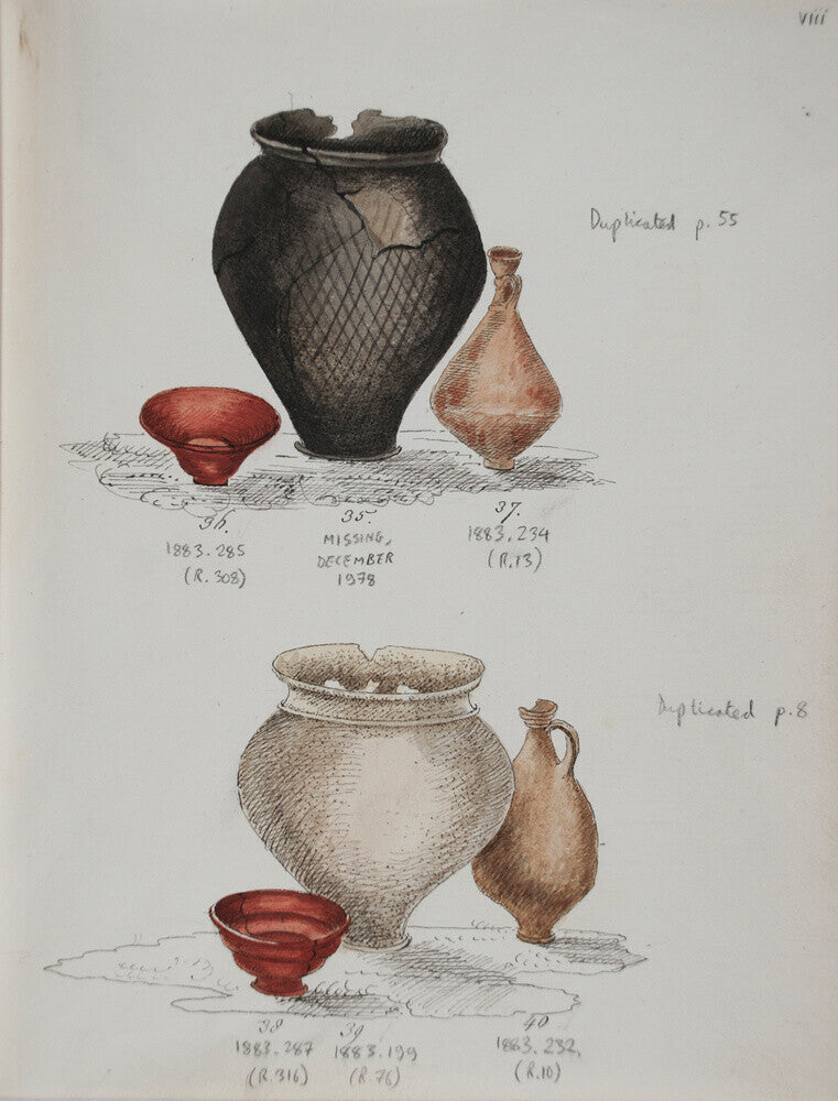 Pottery excavated from Litlington Roman cemetery - Art print