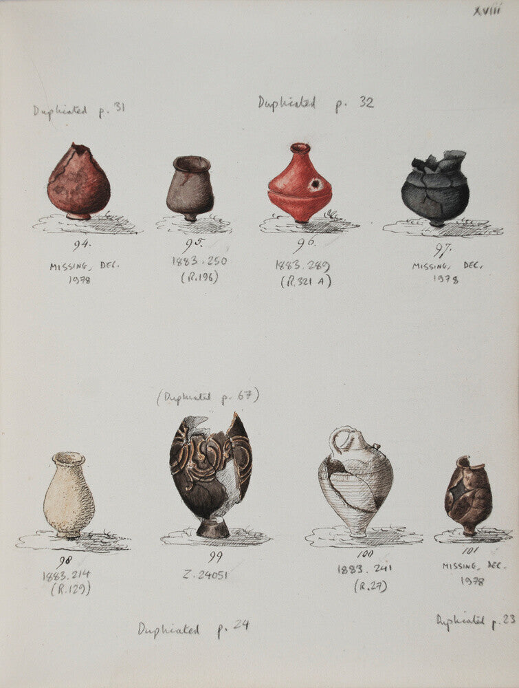 Pottery excavated from Litlington Roman cemetery - Art print