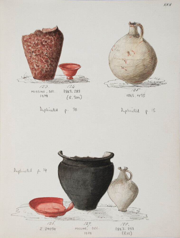 Pottery excavated from Litlington Roman cemetery - Art print