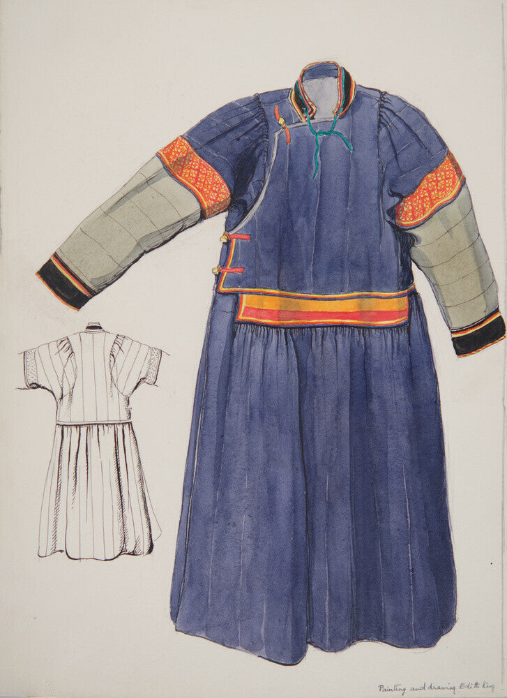 Paintings and drawings of Mongolian clothing - Art print