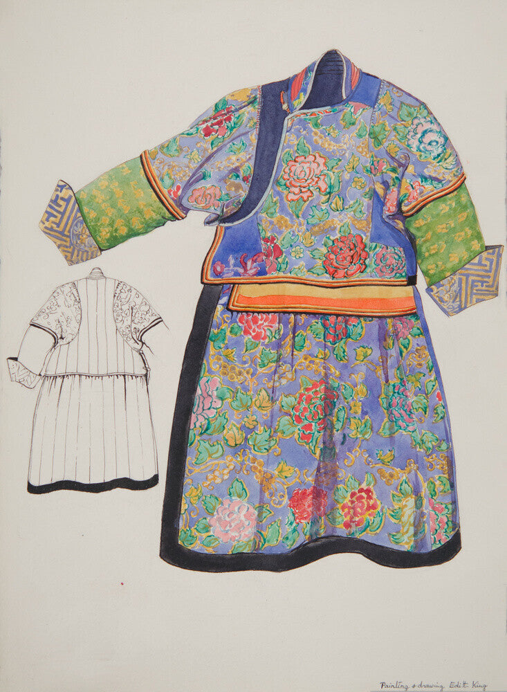 Paintings and drawings of Mongolian clothing - Art print