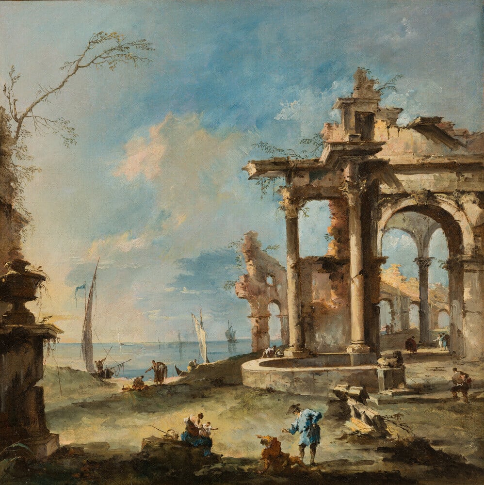 A Capriccio: Ruined Building by the Coast, with Figures