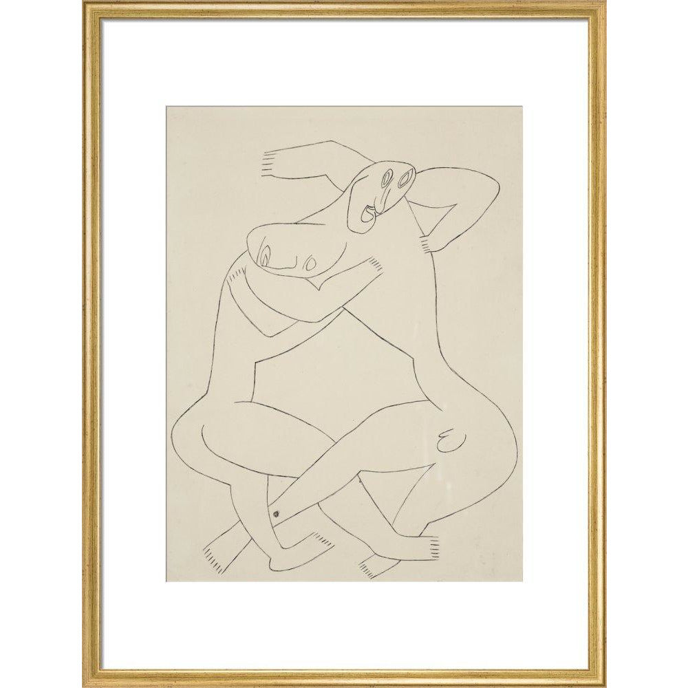 Two men wrestling - Art print